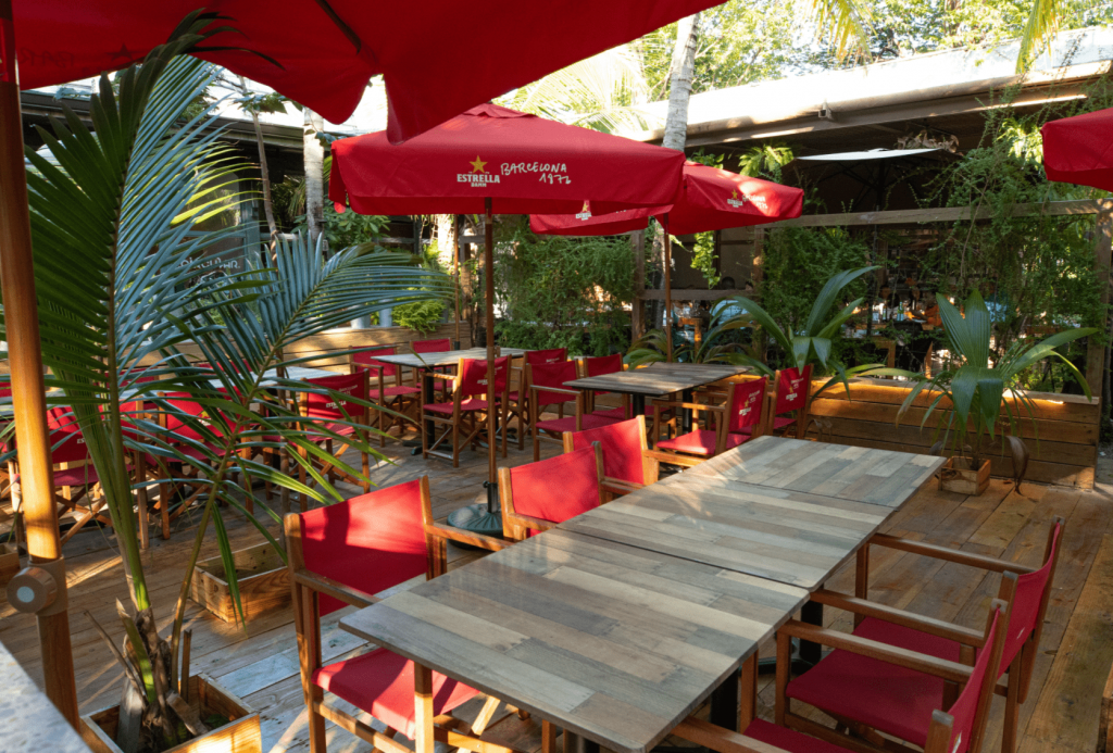Estrella Garden at Ironside Pizza, a family-friendly restaurant in Miami. With a cozy outdoor space surrounded by lush greenery