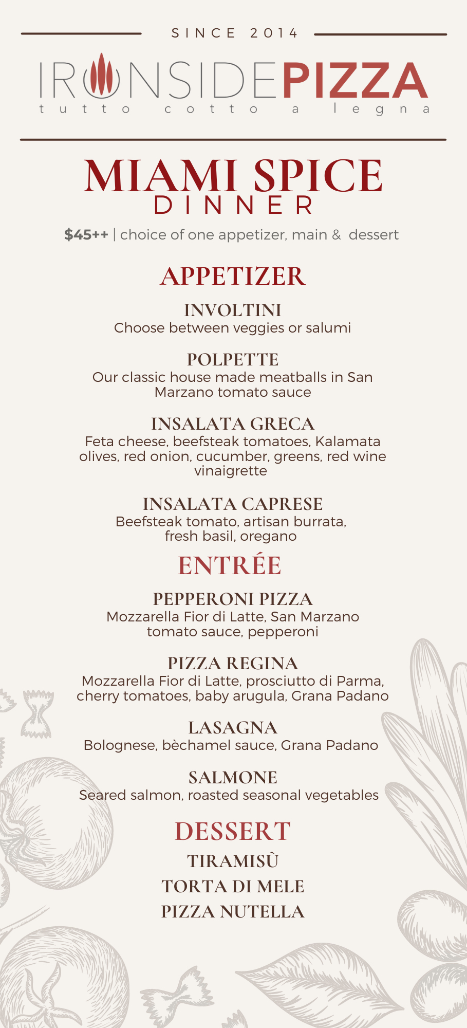 Exquisite Italian Pizza Menu Pizza Ironside Miami Restaurant